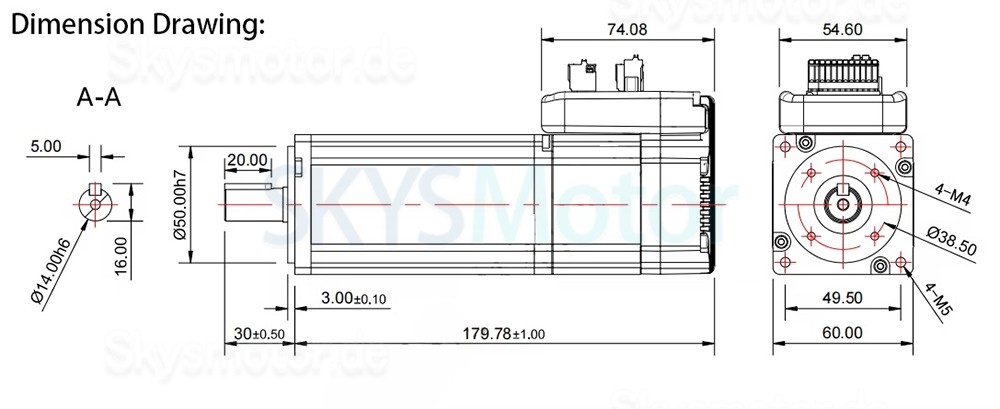 Nema 23 Integrierter AC Servomotor mit Steuerung JMC iHSV60-30-40-48-SC 400W 48V 1,27N.m 3 Phasen 3000U/min with Brake